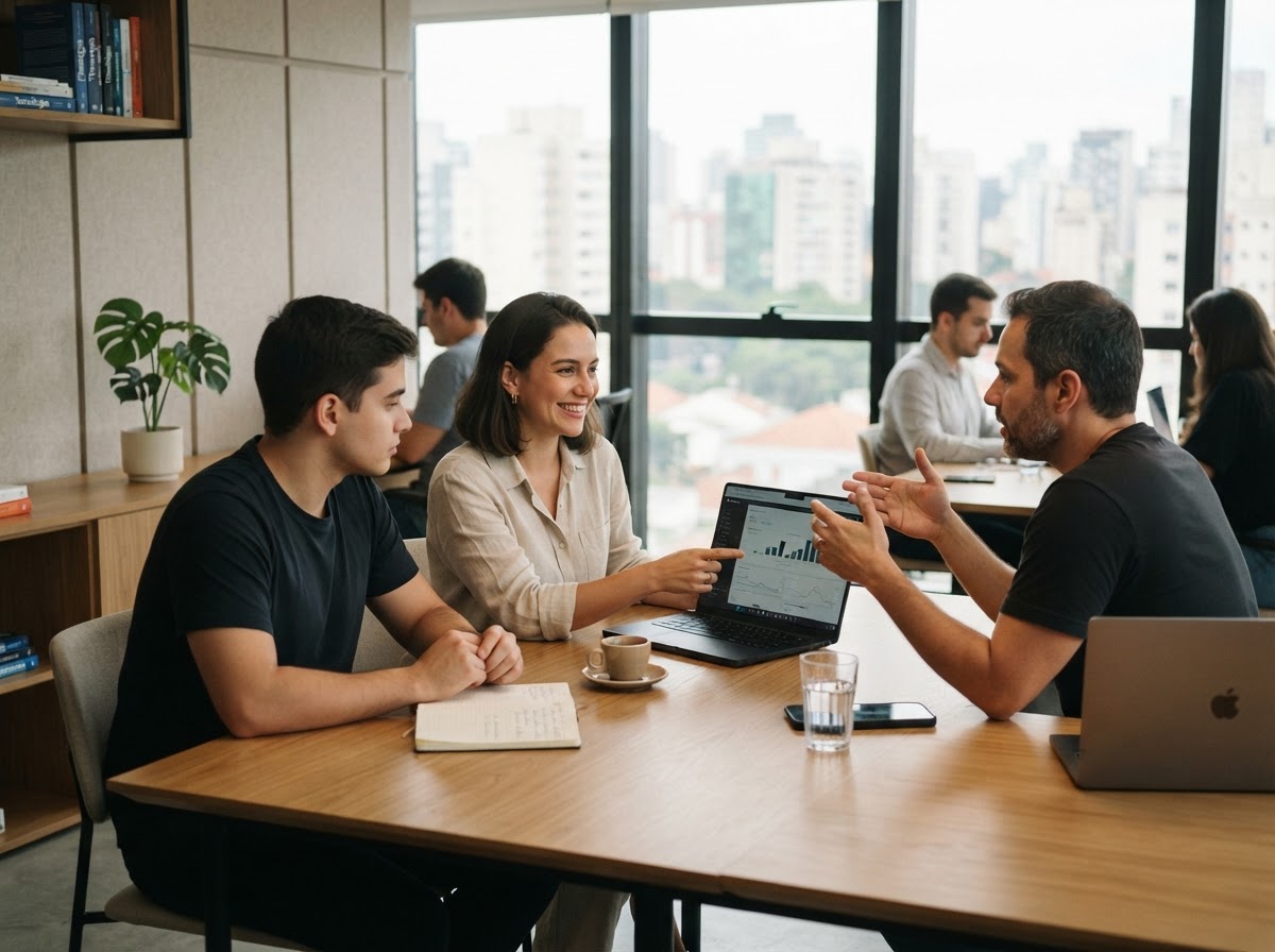 Apice Paycore equipe analisando painéis de dados para decisões de investimento assistidas por inteligência artificial